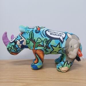 Wild Republic Message From The Planet Rhino Colorful Plush Wildlife Animal